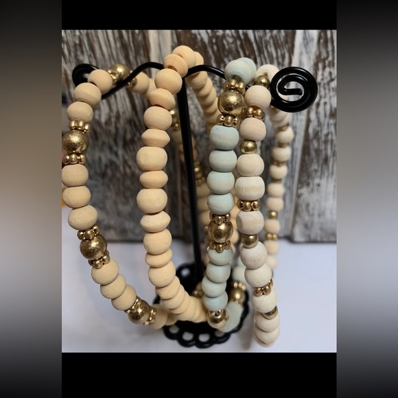 NWT Natural Wood Bead Bracelets - Picture 2 of 2